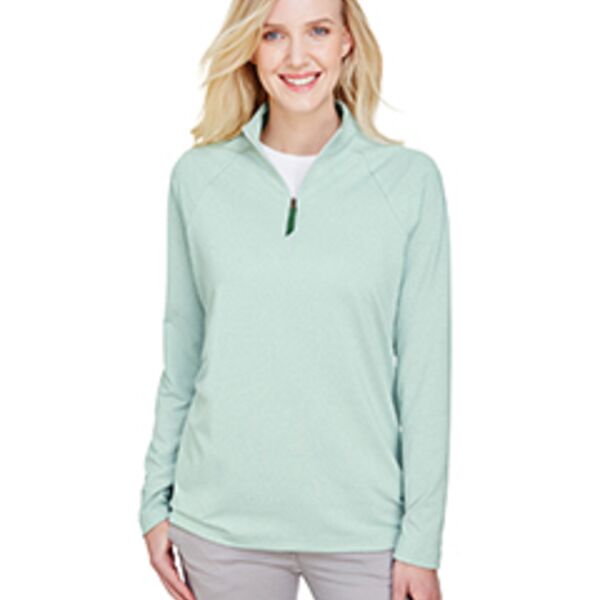 CrownLux Performance® Ladies' Clubhouse Micro-Stripe Quarter-Zip Thumbnail